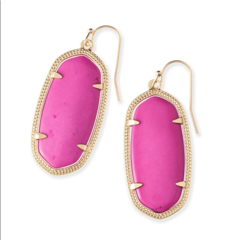 Kendra Scott Elle Gold Drop Earrings In Magenta